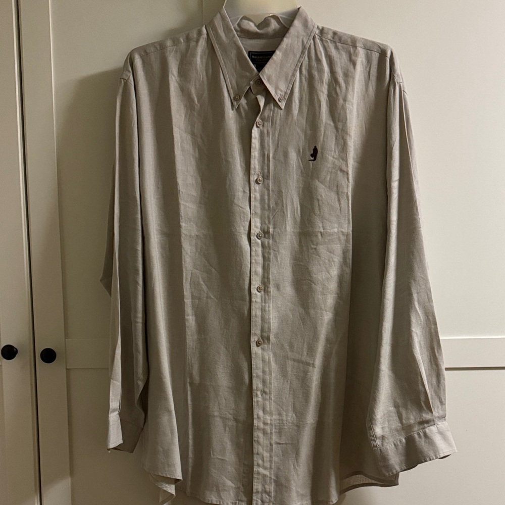 Men's Beige Button-Down Shirt